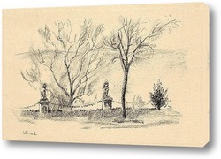   Картина Дерево, пейзаж, дома