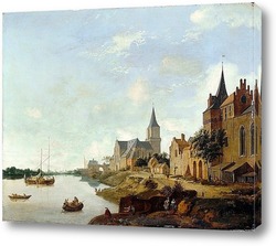   Картина Вид на Рейн в Эммерихе с церковью святого Мартина