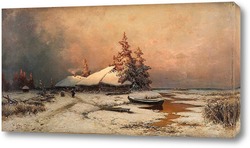   Картина Хижина в зимних сумерках