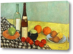   Постер Натюрморт с бутылками и фруктами