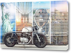   Постер Мотоцикл на фоне Нью-Йорка