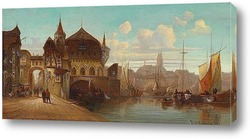   Картина Портовый город 1880