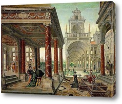   Постер Дворцовая архитектура с прогуливающимися