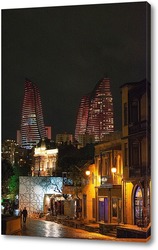   Постер Баку. Flame towers ночью