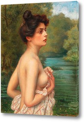   Постер Женщина обнаженная у реки