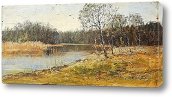   Картина Лес близ водоема
