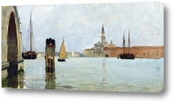   Постер Сан-Джорджо Маджоре и вид колокольни на Венецианской лагуне