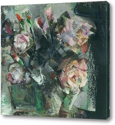   Картина розы на сером фоне