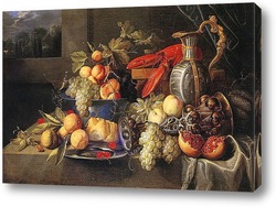  Постер Натюрморт с фруктами,омаром и хлебом