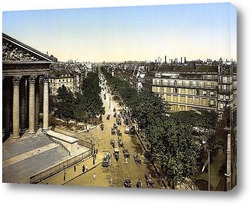   Постер Бульвар-де-ла-Мадлен с церковью Мадлен слева, Париж.1890-1905 гг