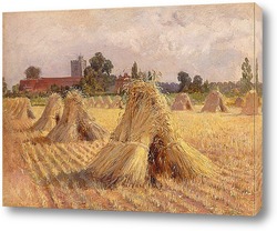   Постер Стоги пшеницы около церкви Брей