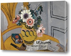   Постер Цветы,трубка и газета