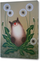   Постер кот в одуванчиках