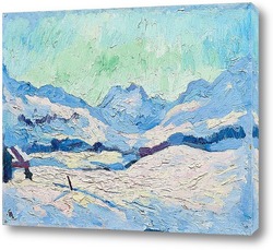   Картина Зимний пейзаж Малоя с видом на горы Форноталь