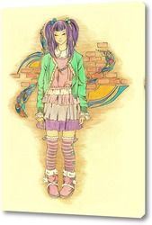   Постер Девочка в полосатых чулочках