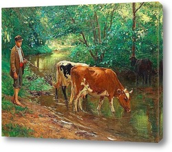  Пасторальный пейзаж с коровами