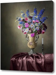   Постер Натюрморт с букетом летних садовых цветов