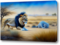   Картина Черногривый лев и голубой тушкан