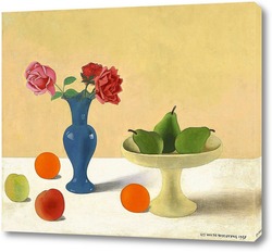    Натюрморт с грушами и голубой вазой