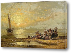   Постер Рыбаки на берегу