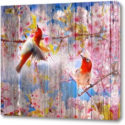   Постер Сакура и птички