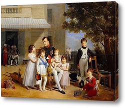    Наполеон с детьми на террасе дворца Сен-Клу
