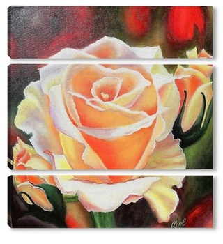 Модульная картина Картина маслом.  Розы на темном фоне. Холст 50х50