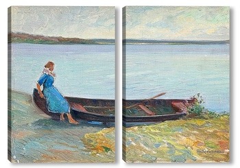 Модульная картина Девушка и лодка