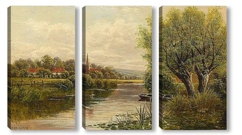 Модульная картина Валлийский речной пейзаж, 1888