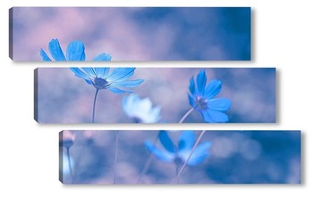 Модульная картина Голубые цветы на нежном фоне