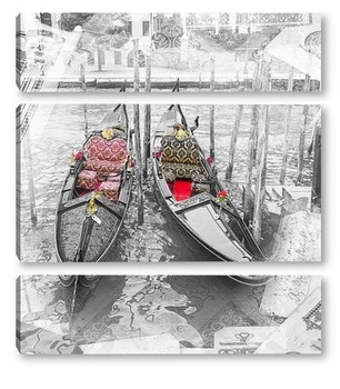 Модульная картина Две гондолы на канале Венеции