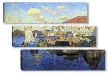 Модульная картина Старый Новгород. Баржи