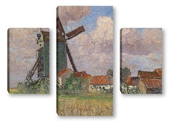 Модульная картина Мельница и деревня в Бельгии