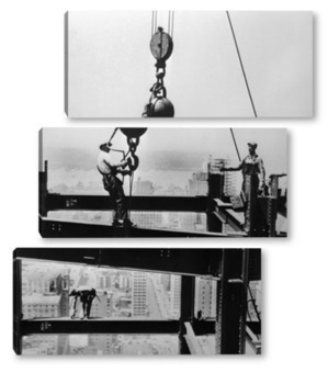 Модульная картина Рабочий на балке при строительстве Эмпайр Стэйт билдинг.