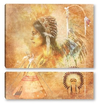 Модульная картина Индейская женщина