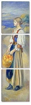 Модульная картина Девочка с корзиной апельсинов