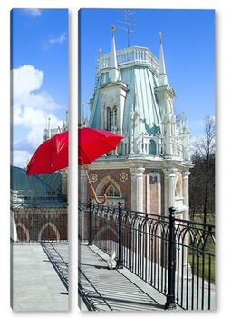 Модульная картина красный зонт