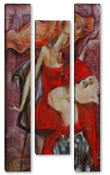 Модульная картина Дамочка в красном 