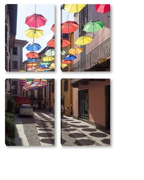 Модульная картина Улочка с зонтиками
