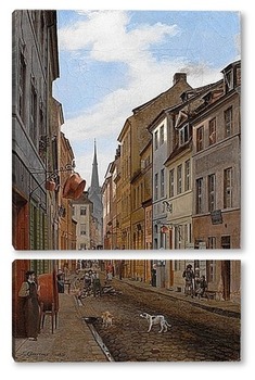 Собор и Дрезденский замок. Вид со стороны Дрезденской картинной галереи.