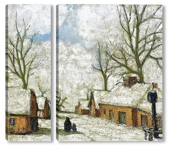 Модульная картина Одиночество - деревня под снегом