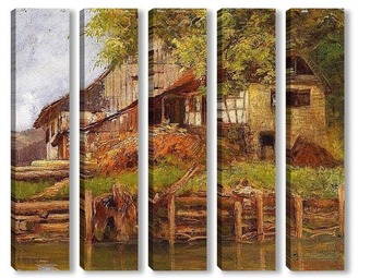 Модульная картина Дом на озере