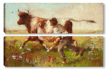 Модульная картина Молодой пастух в поле