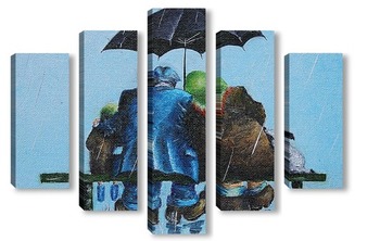 Модульная картина Один зонт на четверых