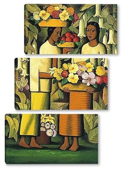 Модульная картина Женщины с цветами