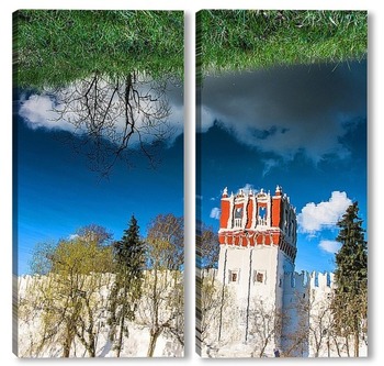 Модульная картина Отражение башни Новодевичьего монастыря