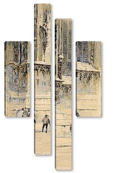 Модульная картина Фигуры на фоне готического собора