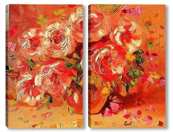 Модульная картина Розовые розы.Холст 40х50