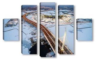 Модульная картина Мост Западного скоростного диаметра и Зенит Арена