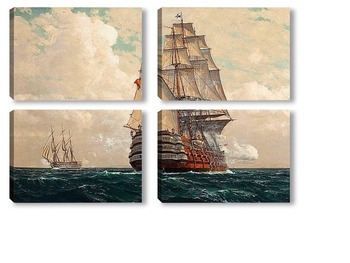 Модульная картина Корабль в море